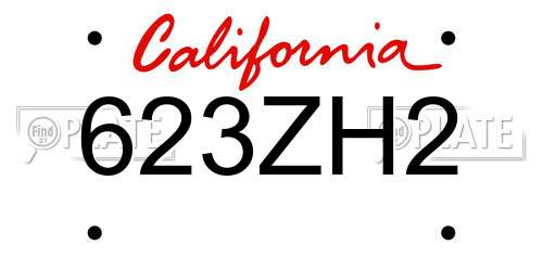 623ZH2 California License Plate