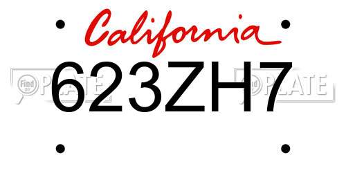623ZH7 California License Plate