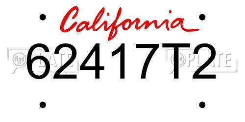 62417T2 California License Plate