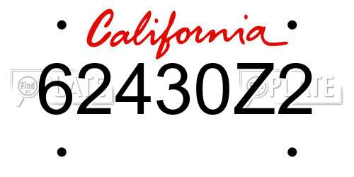 62430Z2 California License Plate
