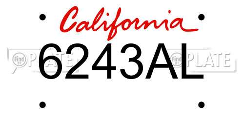 6243AL California License Plate