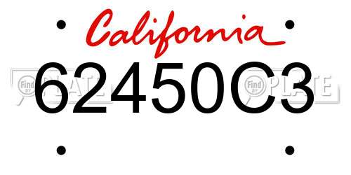62450C3 California License Plate