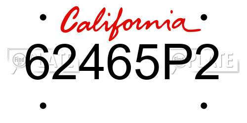62465P2 California License Plate