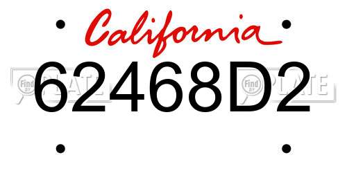 62468D2 California License Plate