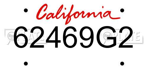 62469G2 California License Plate