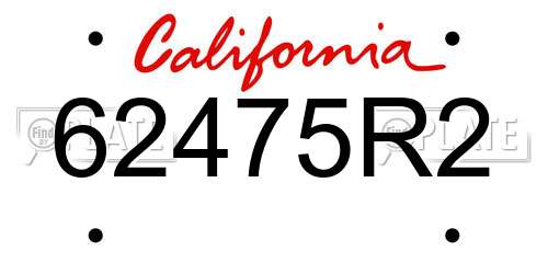 62475R2 California License Plate