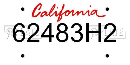 62483H2 California License Plate