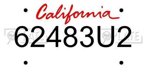 62483U2 California License Plate