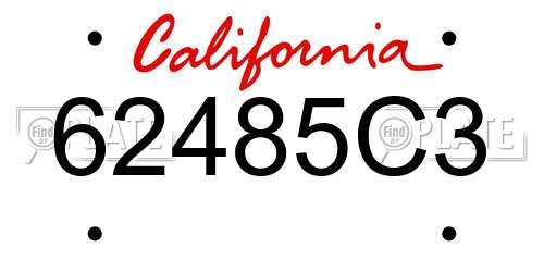 62485C3 California License Plate