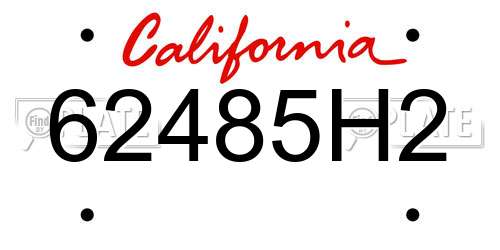 62485H2 California License Plate