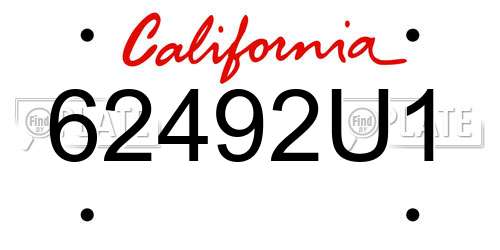 62492U1 California License Plate