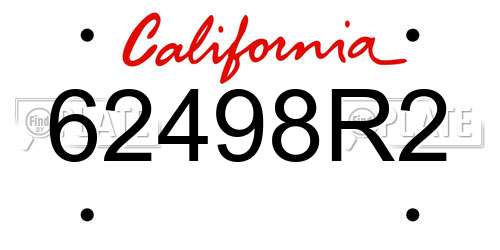 62498R2 California License Plate