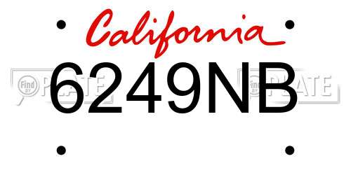 6249NB California License Plate