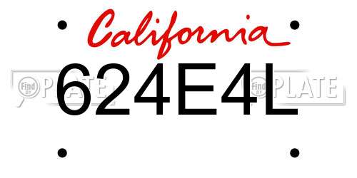624E4L California License Plate