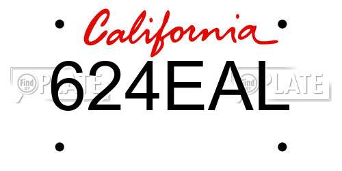 624EAL California License Plate