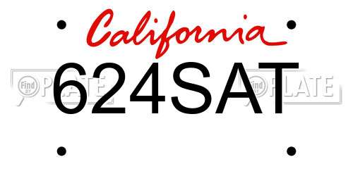 624SAT California License Plate