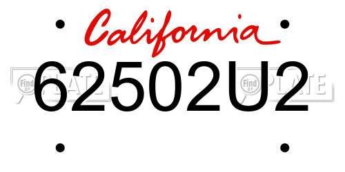 62502U2 California License Plate