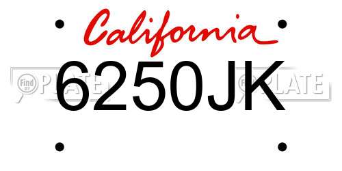 6250JK California License Plate