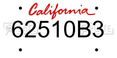 62510B3 California License Plate