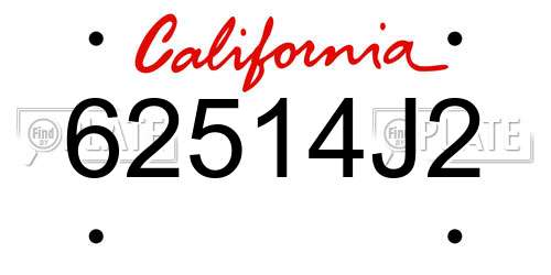 62514J2 California License Plate