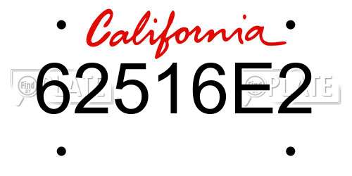 62516E2 California License Plate