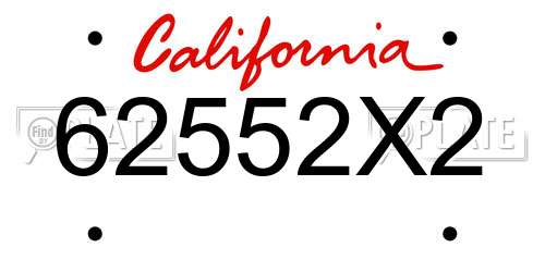 62552X2 California License Plate
