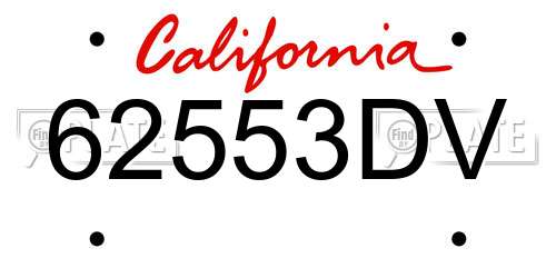 62553DV California License Plate