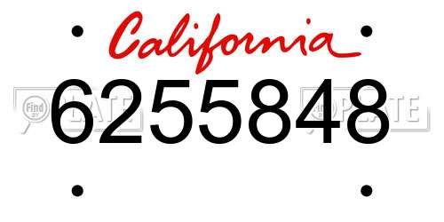 6255848 California License Plate