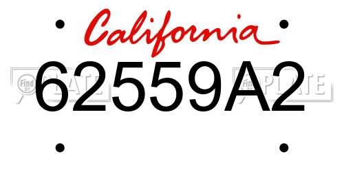 62559A2 California License Plate