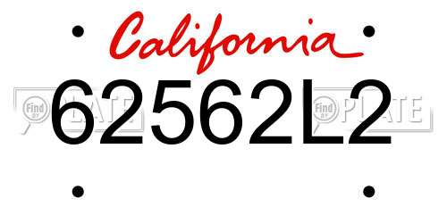 62562L2 California License Plate
