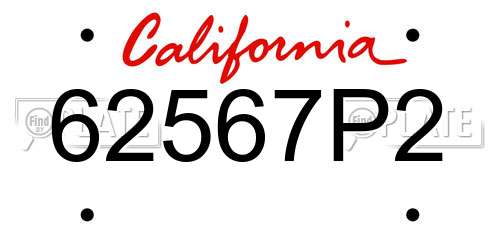 62567P2 California License Plate