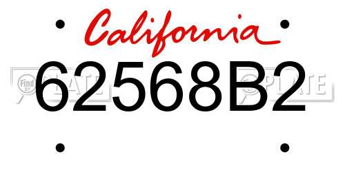 62568B2 California License Plate