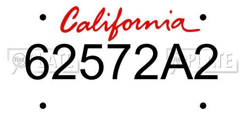 62572A2 California License Plate