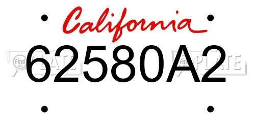62580A2 California License Plate