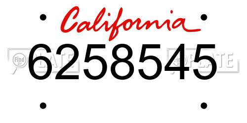 6258545 California License Plate