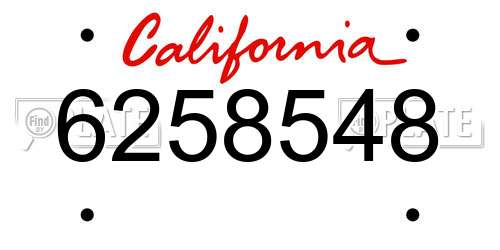 6258548 California License Plate