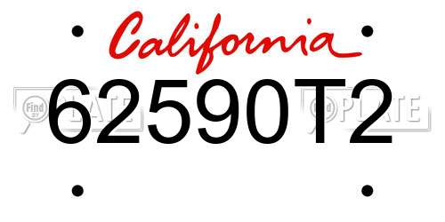 62590T2 California License Plate
