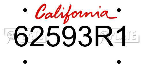 62593R1 California License Plate