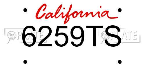 6259TS California License Plate