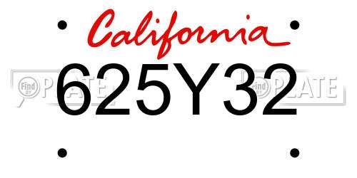 625Y32 California License Plate