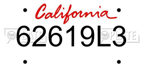 62619L3 California License Plate