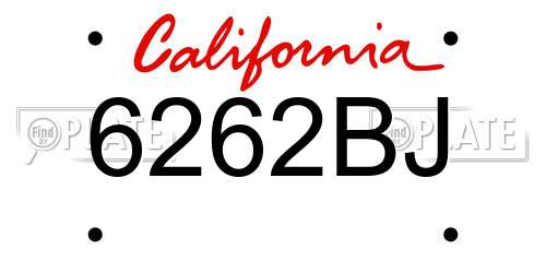 6262BJ California License Plate