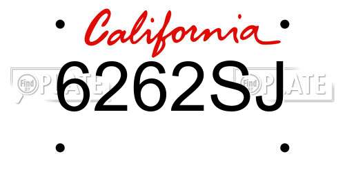 6262SJ California License Plate