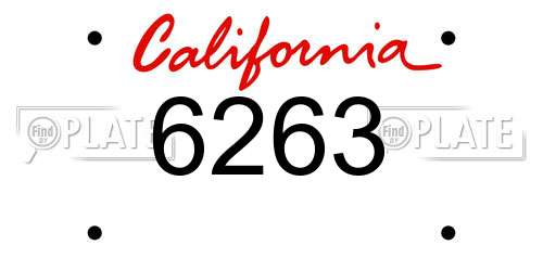 6263 California License Plate