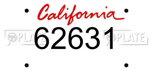 62631 California License Plate