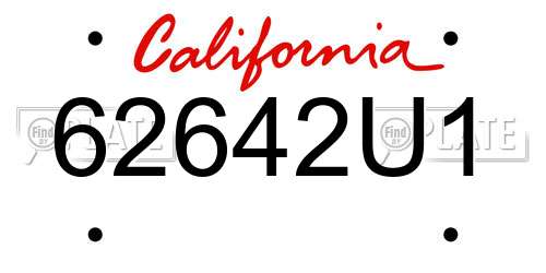 62642U1 California License Plate
