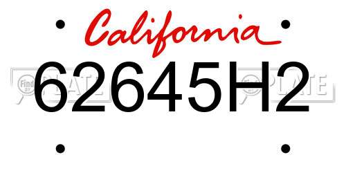 62645H2 California License Plate