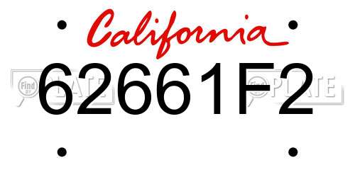 62661F2 California License Plate