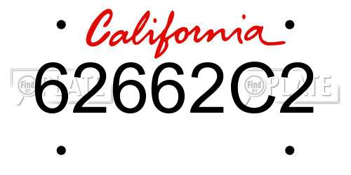 62662C2 California License Plate