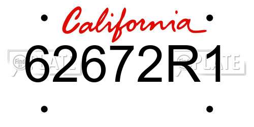 62672R1 California License Plate